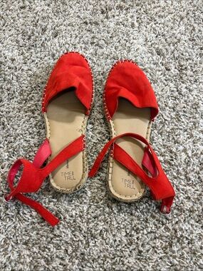 Time and Tru Red Espadrille Ankle-Tie Flats